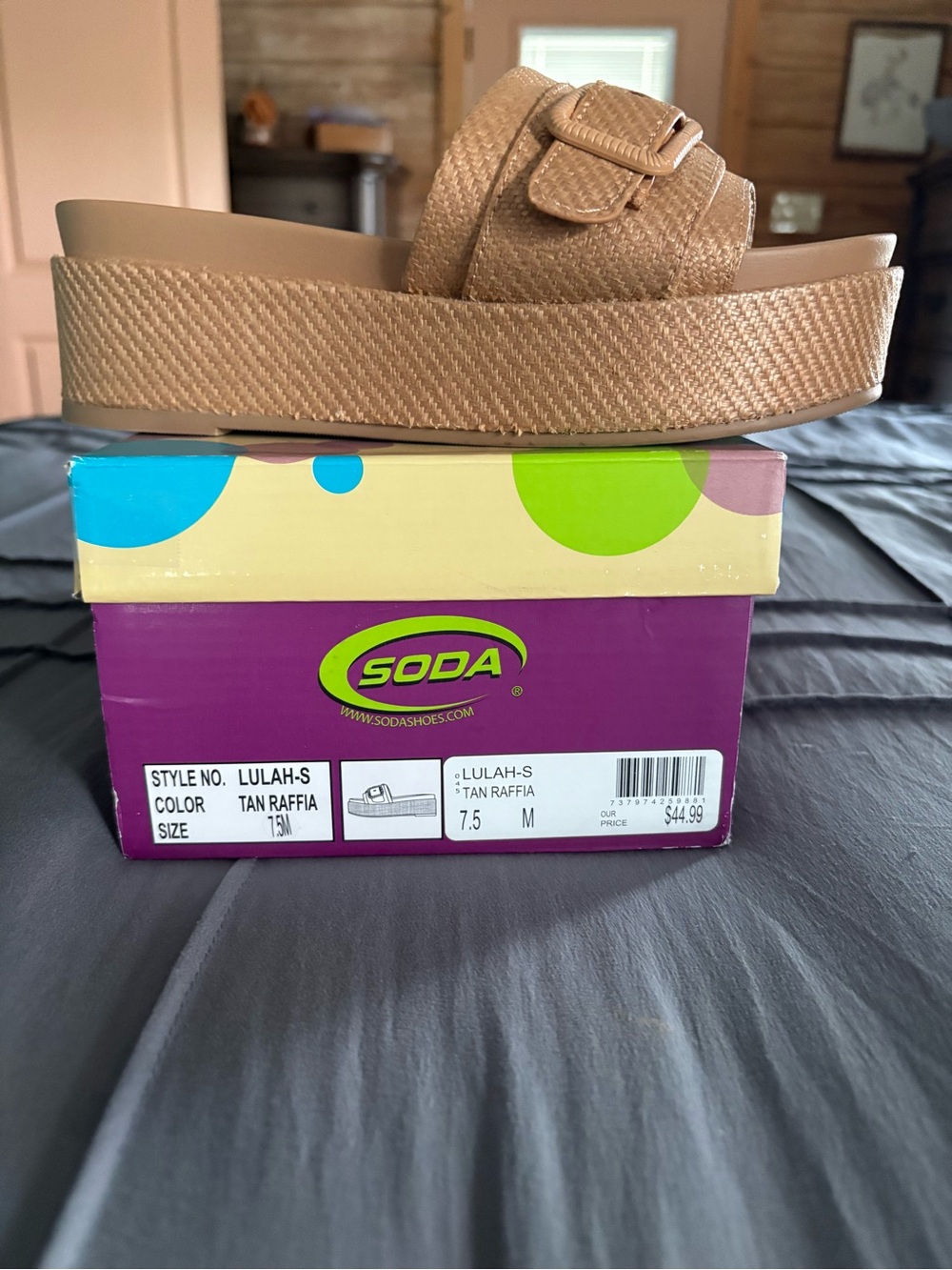 SODA Tan Woven Buckle Slide Sandals WORN ONCE